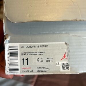 Jordan Air 13 Retro White and Blue Sneakers